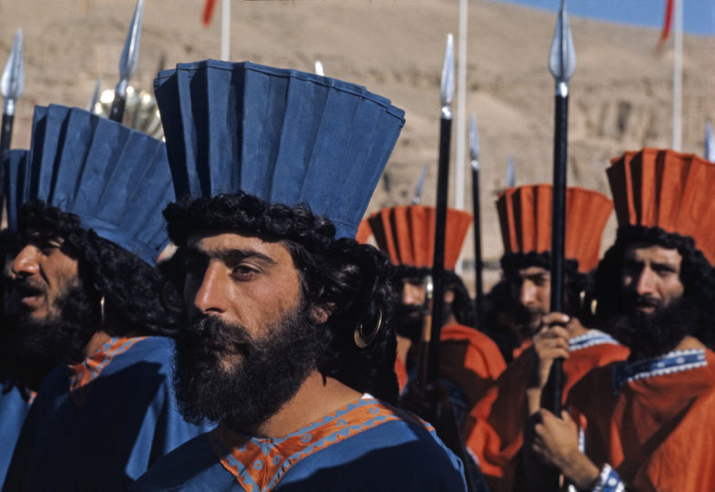 Iran, Persepolis, 1971. Festivities to celebrate the 2500th anniversary of the Empire and its restoration as a state. Photo: Bruno Barbey/Magnum Photos.