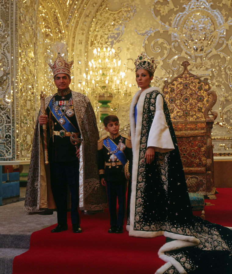 Shah Mohammad Reza with his consort and crown prince after the coronation, 1967. (Photographer unknown.) 