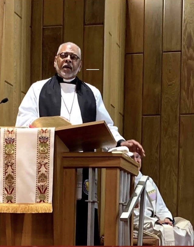 Pastor C.D. Brown preaching at Grace Evangelical Lutheran Church, Waynesboro, VA, during pulpit swap. Photo courtesy of Christ Tabernacle.