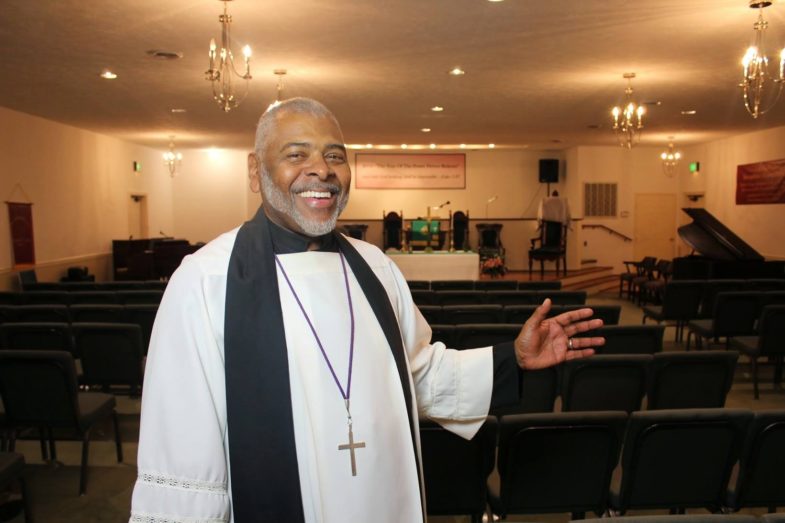 Pastor C.D. Brown in Christ Tabernacle worship space. Photo courtesy of Christ Tabernacle.