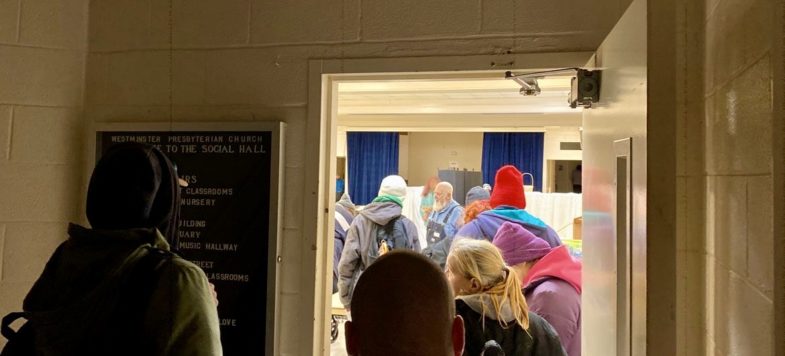 Guests entering WARM cold weather shelter hosted in rotation by Waynesboro area churches. Photo courtesy of WARM.