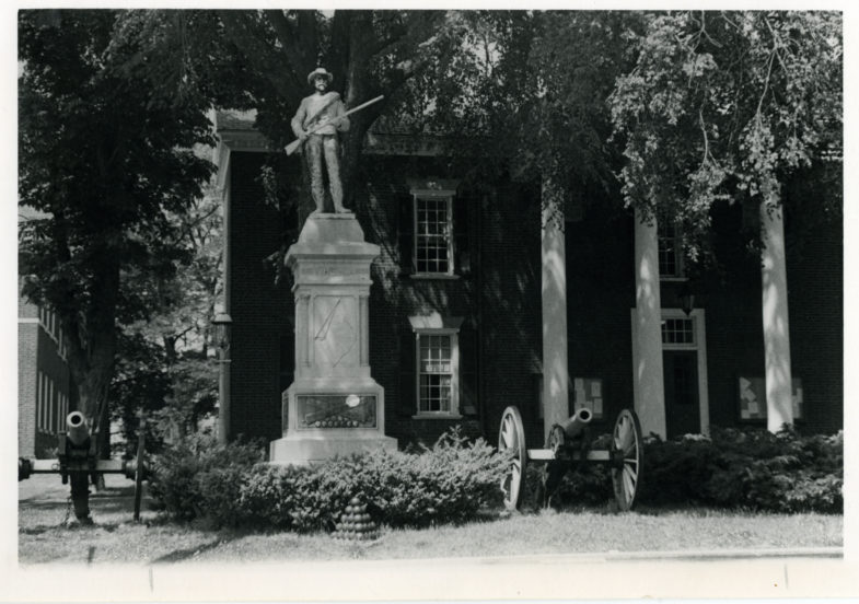 Statue of Johnny Reb in front of the Albemarle County courthouse. Photo by Kathy Randolph. RG 107-06 | Law School Foundation, CCBY Image Courtesy of University of Virginia Law Library