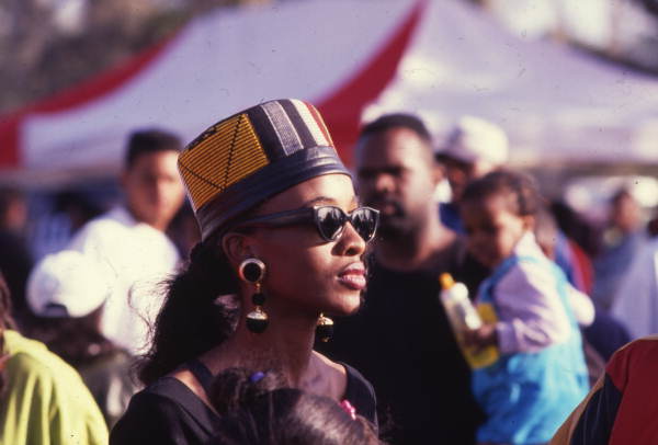 View of a woman at the Zora Neale Hurston Festival of the Arts and Humanities in Eatonville, Florida (1999) via Florida Memory: State Library and Archives of Florida, Folk Life Collection
