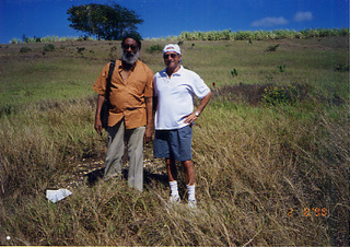 Kamau Brathwaite (left) and anthropologist Jerome Handler, Newton Slave Cemetery, Barbados, 1986. Courtesy of Jerome Handler.